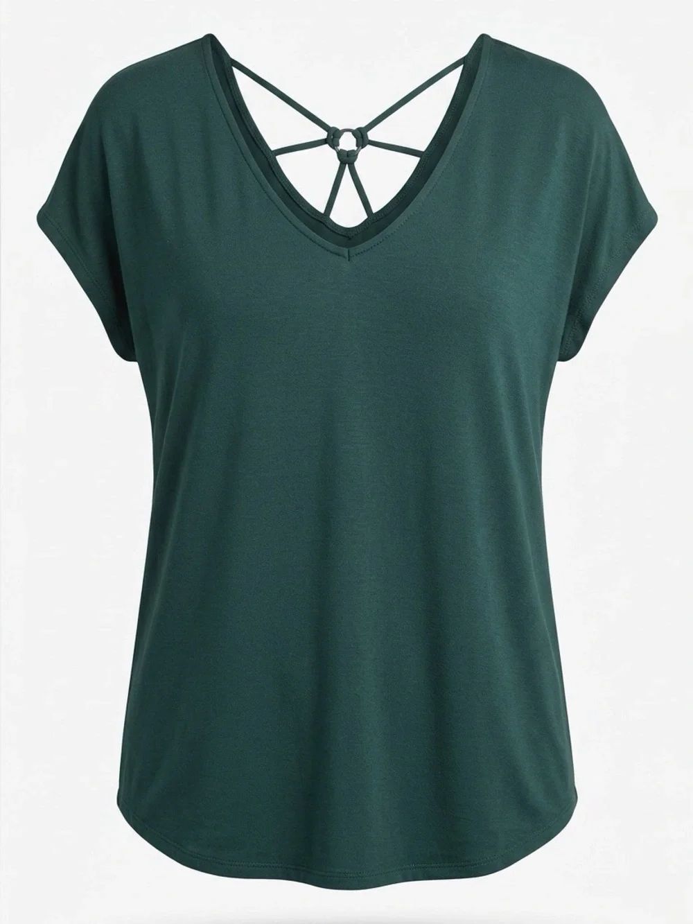 Women's Forest Green V-Neck Strappy Back Top